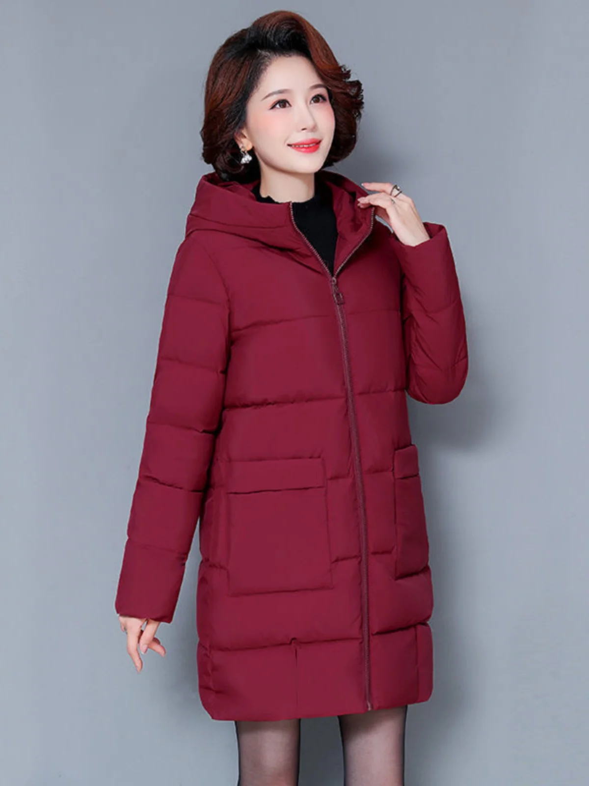 

Thiened Large Size Down Cotton Jaet Winter Clothes for Andmother 60 Years Old Mommy Sle Casual Straight Cut Thiened...