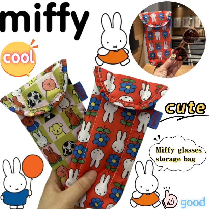 

Miffy bunny glasses storage bag high-quality cartoon print creative outdoor sunglasses magnetic clip cotton protective pouch