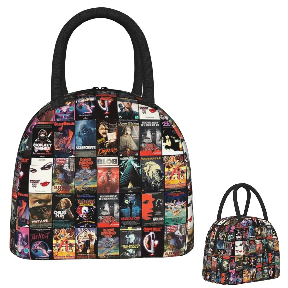 

RETRO HORROR VHS ARTWORK - 1988 Lunch Bags Insulated Bento Box Waterproof Lunch Tote Picnic Bags Cooler Bag for Woman Children