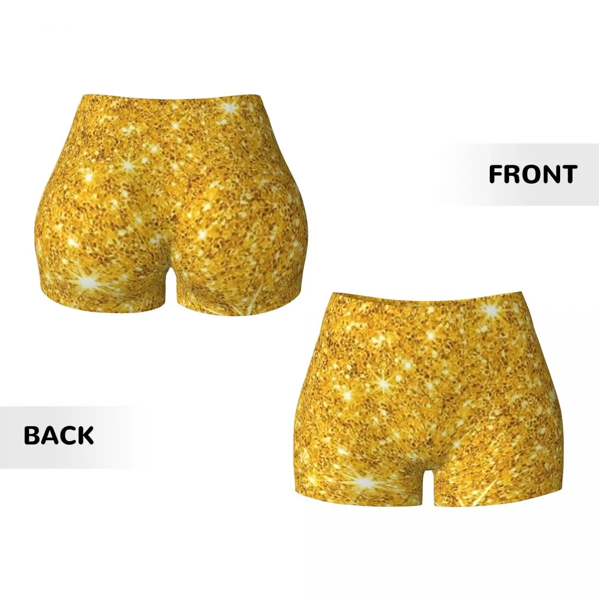 Shorts de ioga dourado com glitter personalizado, mulheres, academia, treino, corrida, atlético, vôlei, motociclista