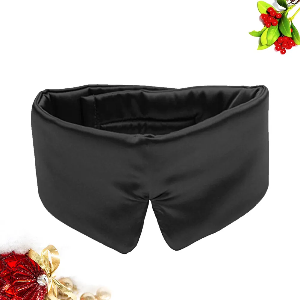 1Pcs High Quality Silk Eye Mask Cover Adjustable Light Blocking Sleeping Aid for Travel Home Hotel Train Sleep