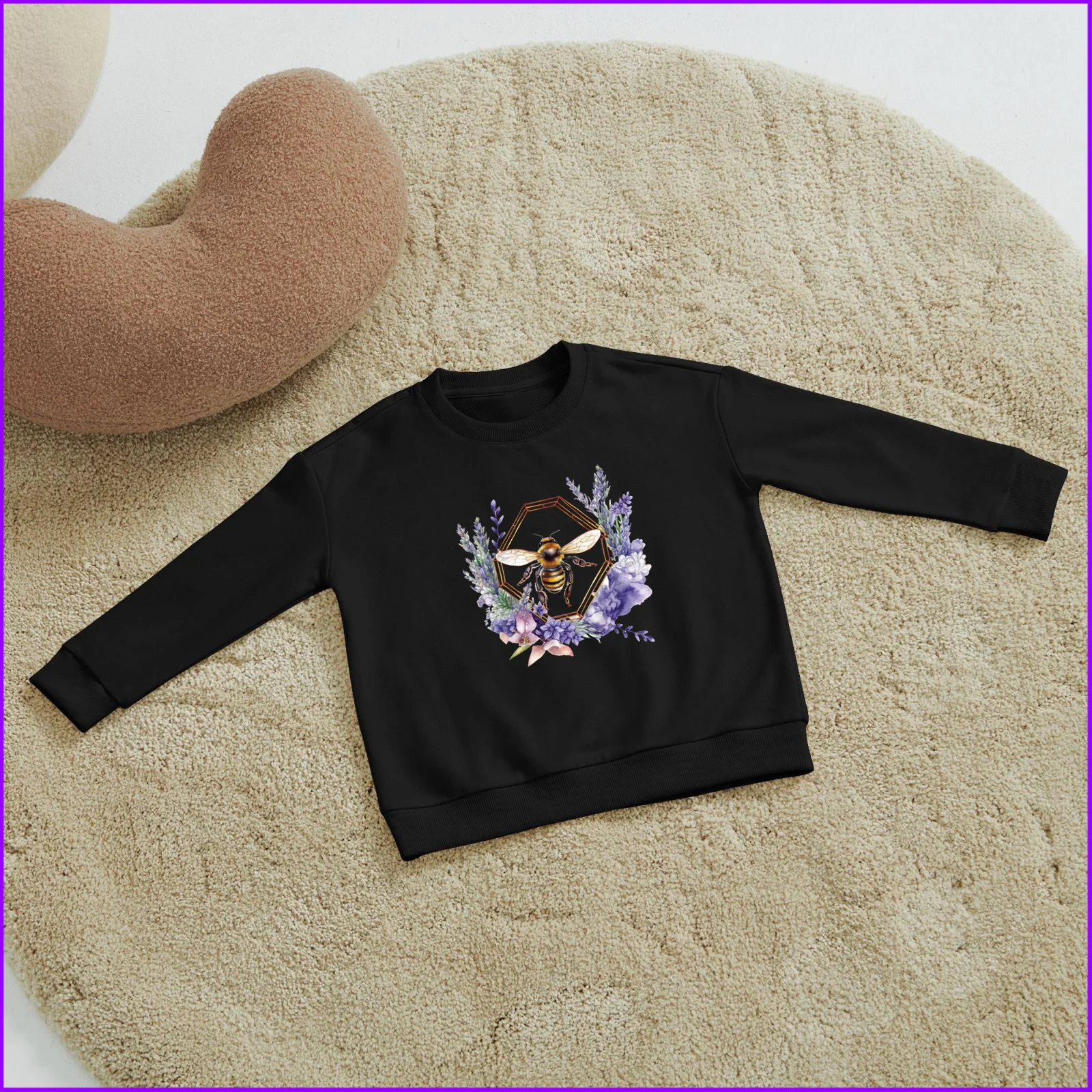 Honey Spring Bee On A Sunflower Purple Birday Gift Sja151a Kids Boys Girls Hoodies Sweatshirts Outerwear Sweaters Winter Teenage