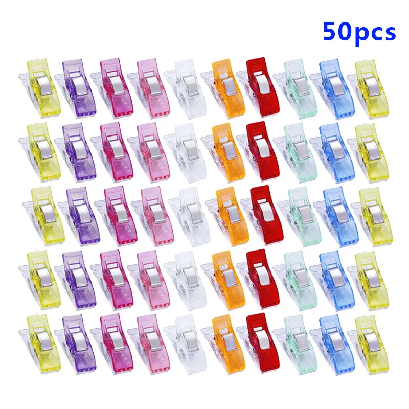 50 Pcs Sewing Clips Mini Sewing Plastic Clips Multicolor Fabric Patchwork Craft Clamps Clothing Clips Holder Quilting Clip