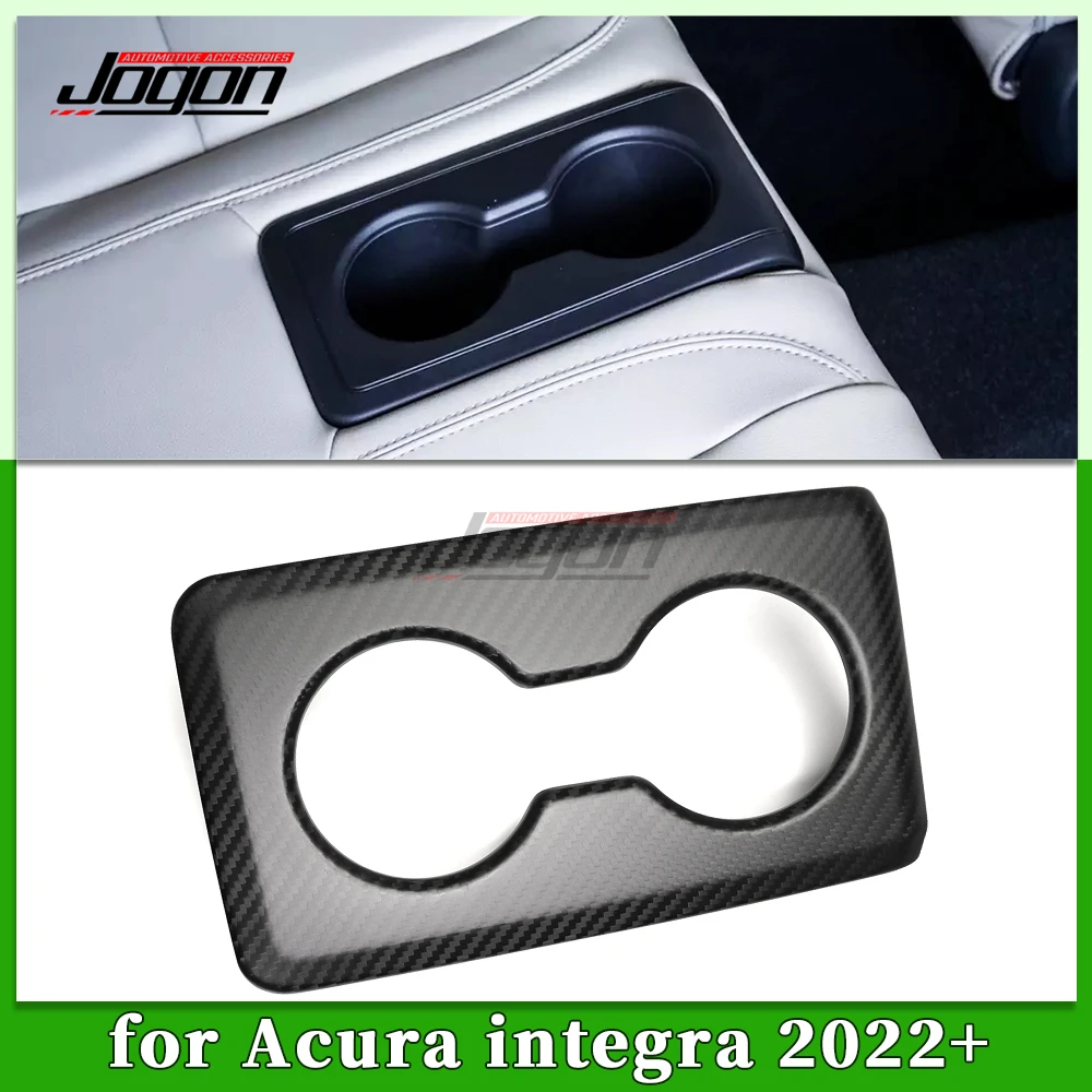 Carbon Fiber Car Interior Back Seat Water Cup Panel Cover Trim Accessories For Acura Integra A-Spec Type S 2022 2023 2024 2025