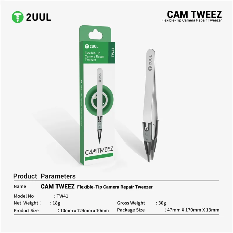 2UUL TW41 CAM TWEEZ Flexible Tip Anti-Scratch Camera Repair Tweezers for Mobile Phone Lens Module Removal Precision Repair Tool
