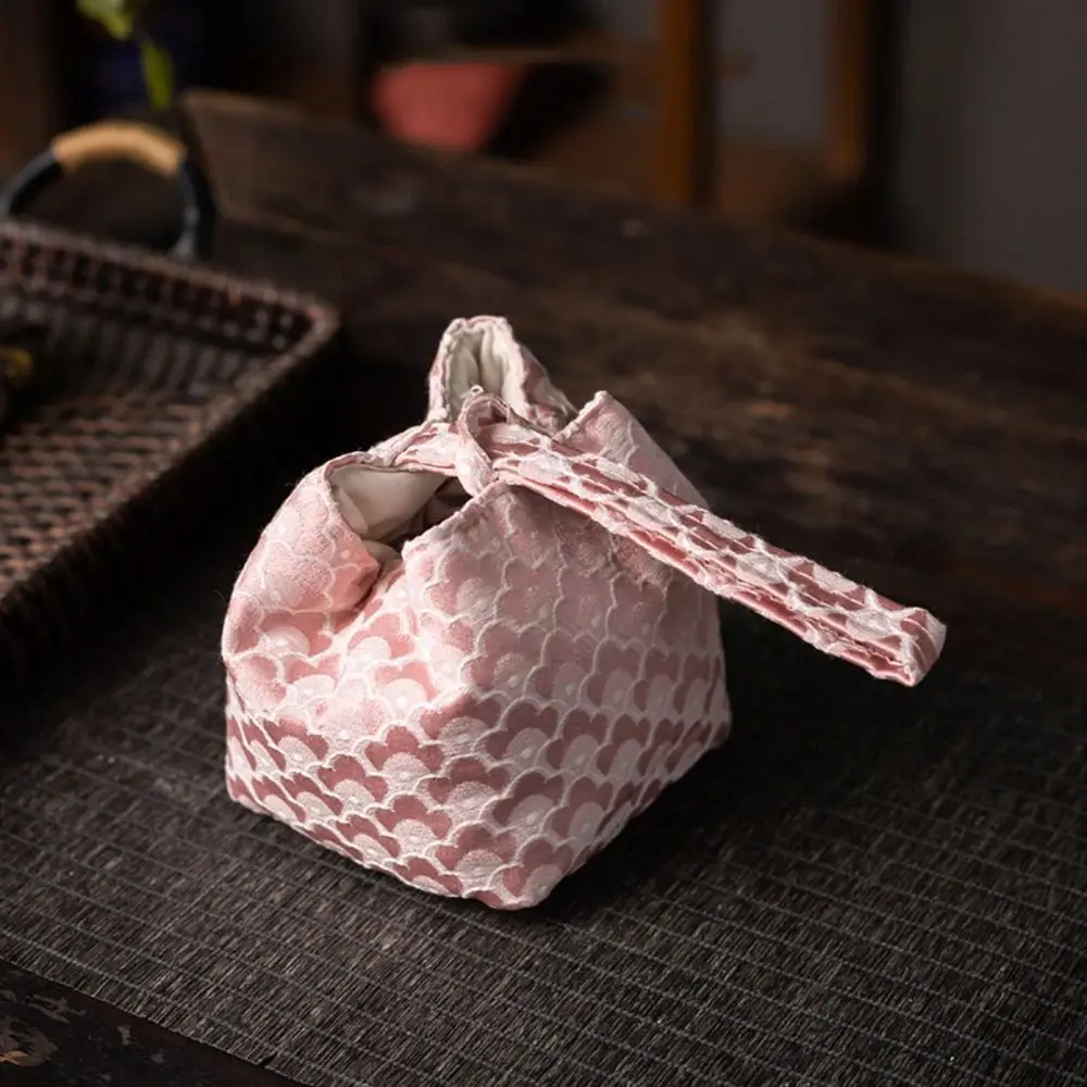 

Chinese Style Teacup Drawstring Cloth Pouch Print Breakage-proof Teaware Storage Bag Multifunctional Portable