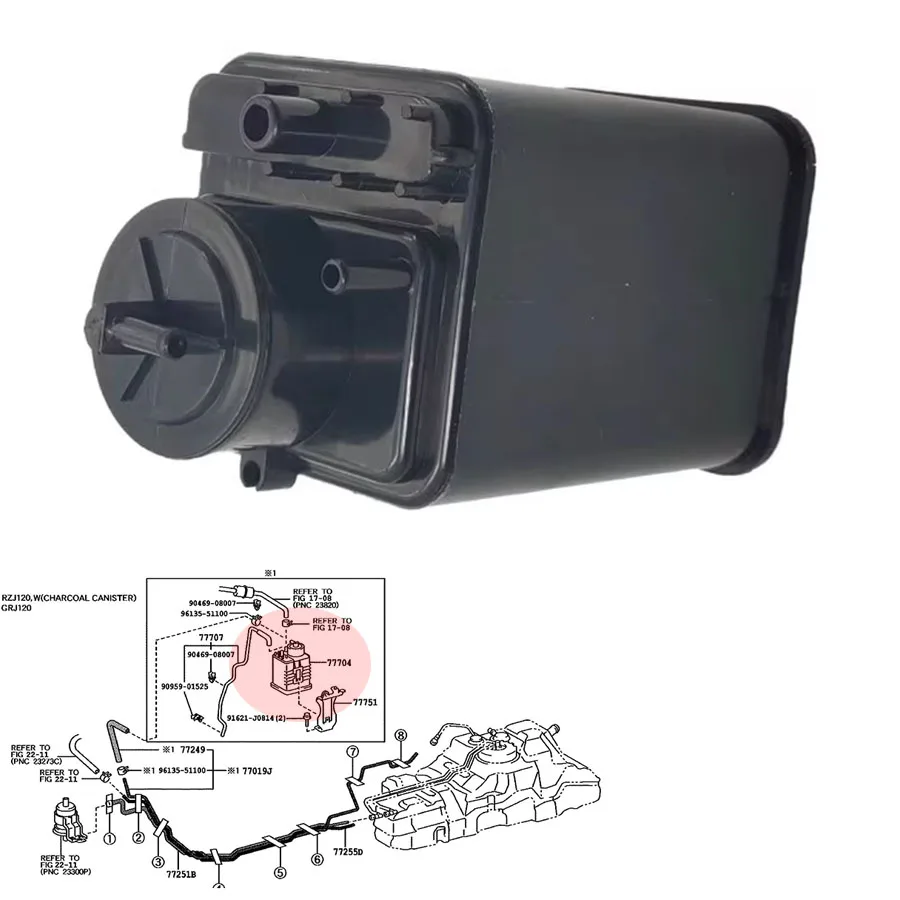 

Wooeight 1 шт. топливный бак с активированным углем канистра OEM 77704-63010 для Toyota Land Cruiser Prado LC120 2003-2009 LC150 2010-2020