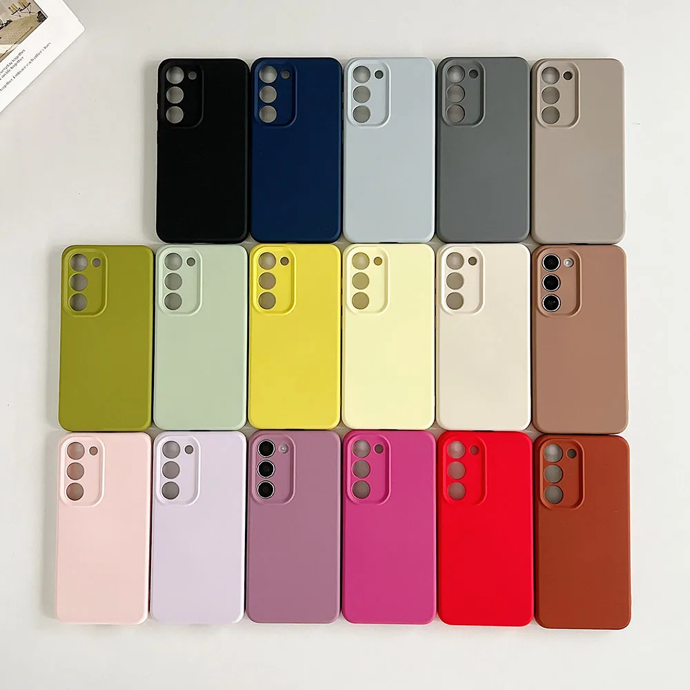High quality Original Liquid Soft Silicone Phone Case On For Samsung Galaxy S24 S23 Plus S22 Ultra Lens Protect colorful Cover image 5