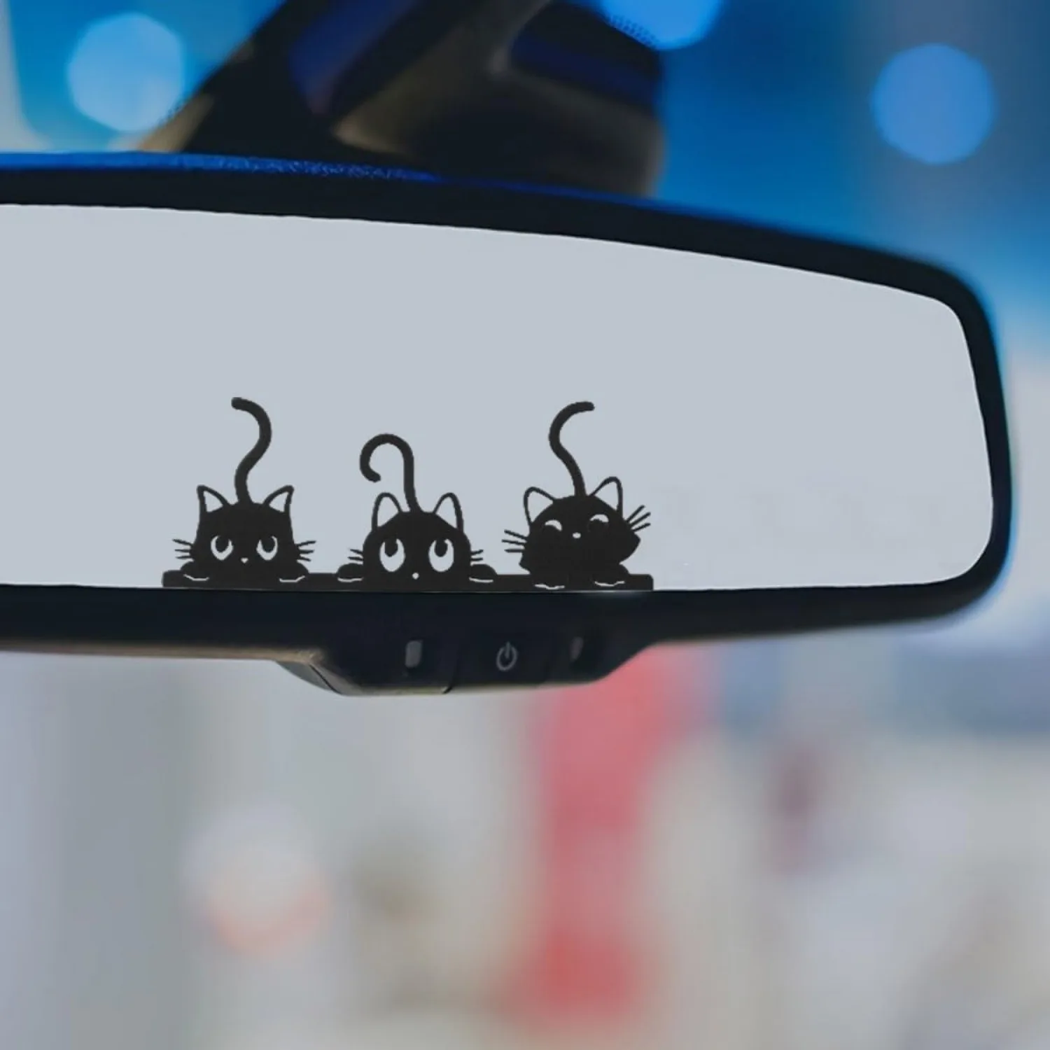 Cat Sticker Car Mirror Decal - Vinyl Rearview Mirror Sticker Car Window Decal - Curious Kitten Small Decals Vehicle Bumper