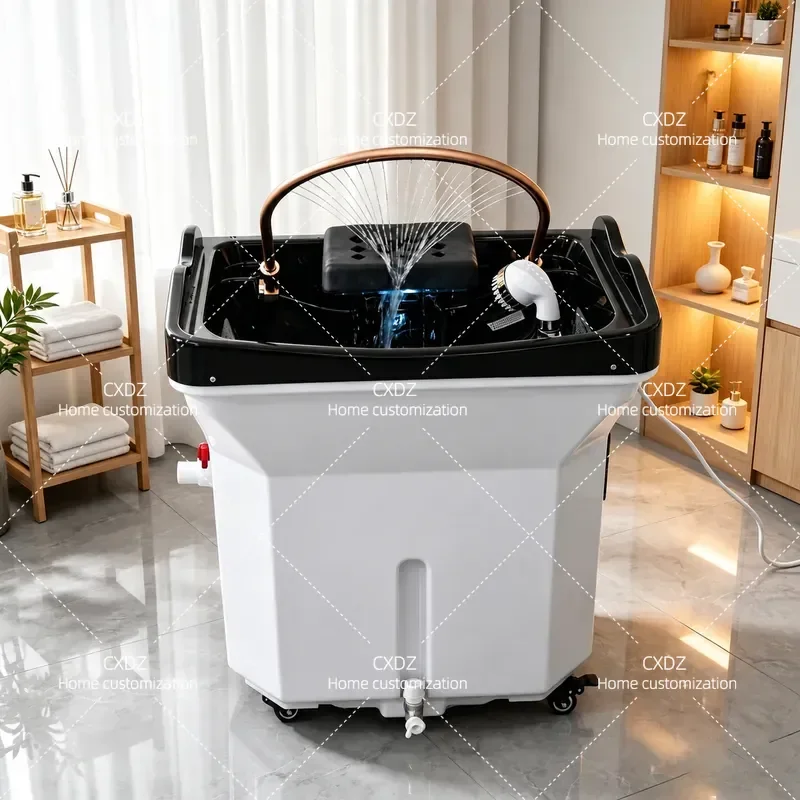 Water storage shampoo machine movable shampoo basin Household shampoo machine Water storage and flushing door-to-door free
