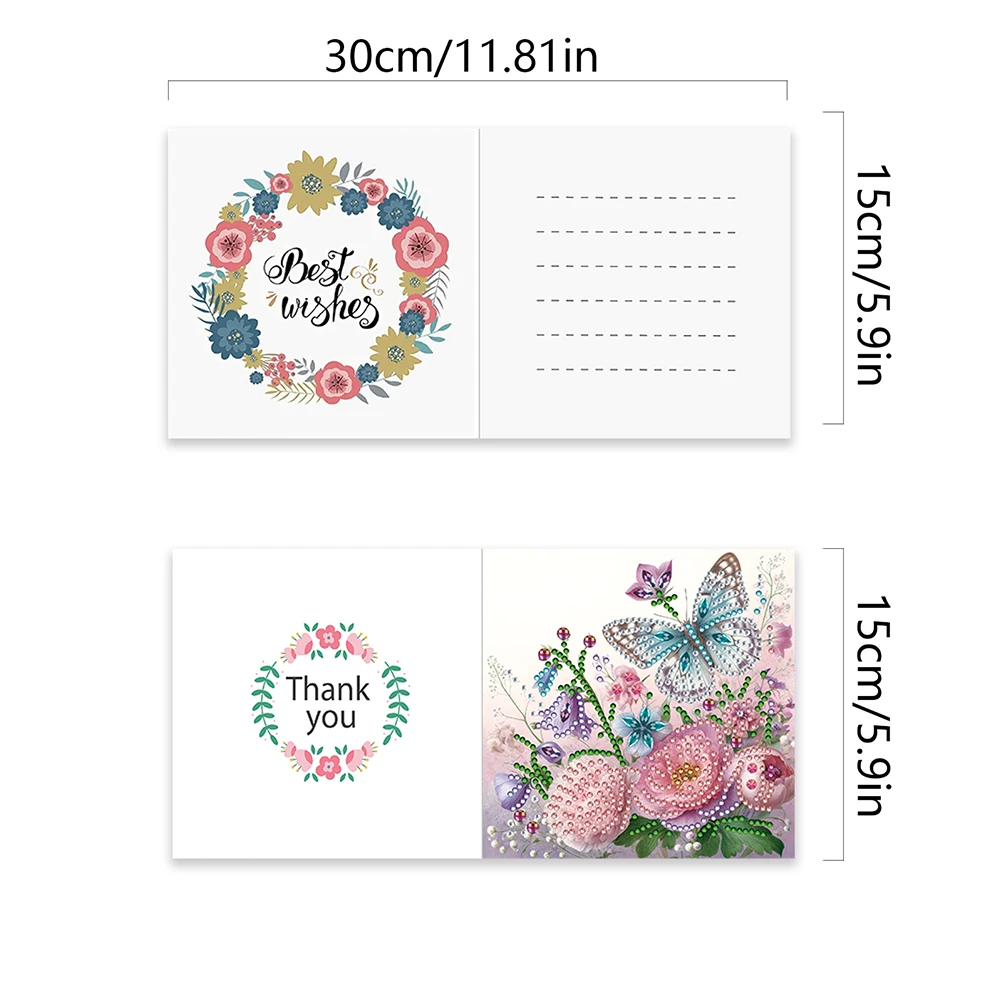 

6Pcs Animal Plant DIY Diamond Painting Greeting Card Rinestone Embroidery Arts Craft Cards Kit Birthday Gift for Friend