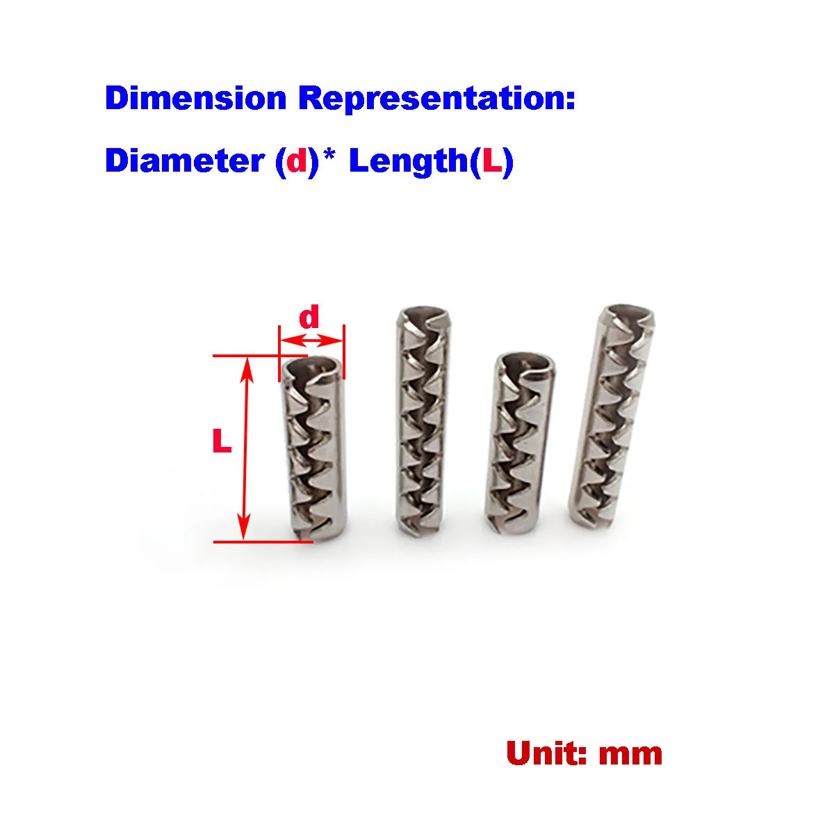 304 Stainless Steel Toothed Open Elastic Pin/Toothed Cylindrical Pin/Door Pin M1.5 M2 M2.5 M3 M4 M5 M6 Hollow Cylindrical Pin
