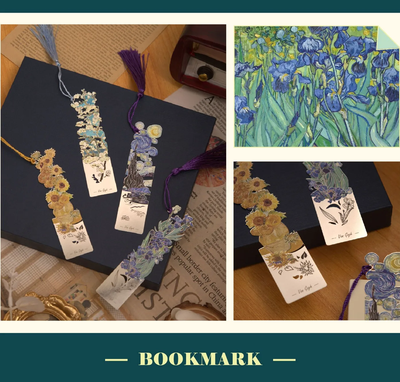 1PC Retro Floral Metal Bookmark Hollow Bronzing Book Mark With Tassel Stationery Gift For Reader Writers Book Lovers Students