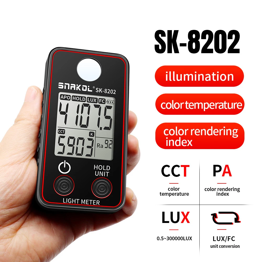 Photographic Luminance Measuring Color Temperature Tester High Precise Illuminance Meter 0.5-300000LUX LED Illumination Meter