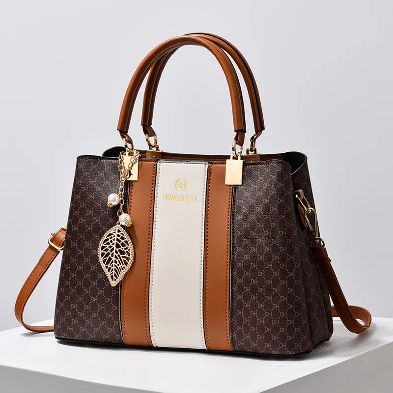Bolso de hombro de gran capacidad para mujer, bolso cruzado con patrón de PU, bolso de cubo portátil, bolsos de mensajero para mujer, nuevo