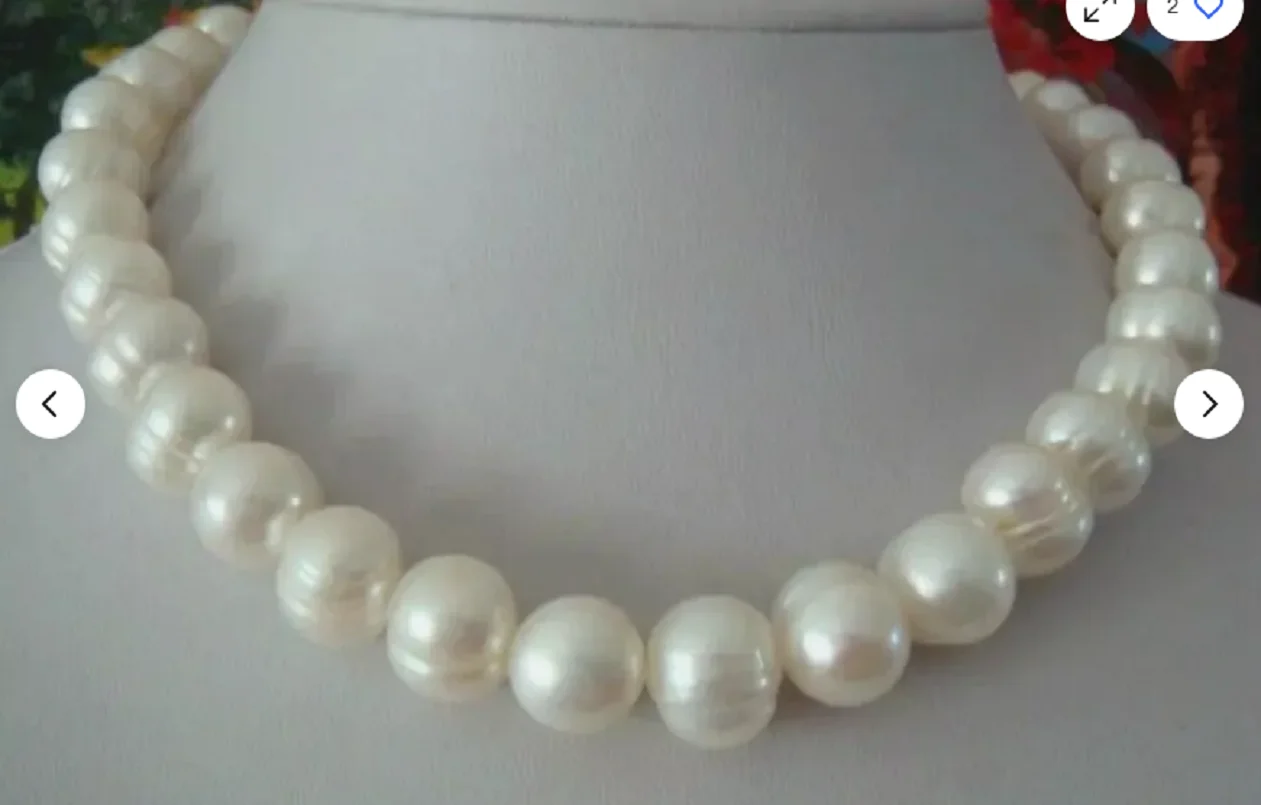 Customized Jewelry 18 inch Giant AAA Natural 12-13mm South Sea White Baroque Pearl Necklace 14K