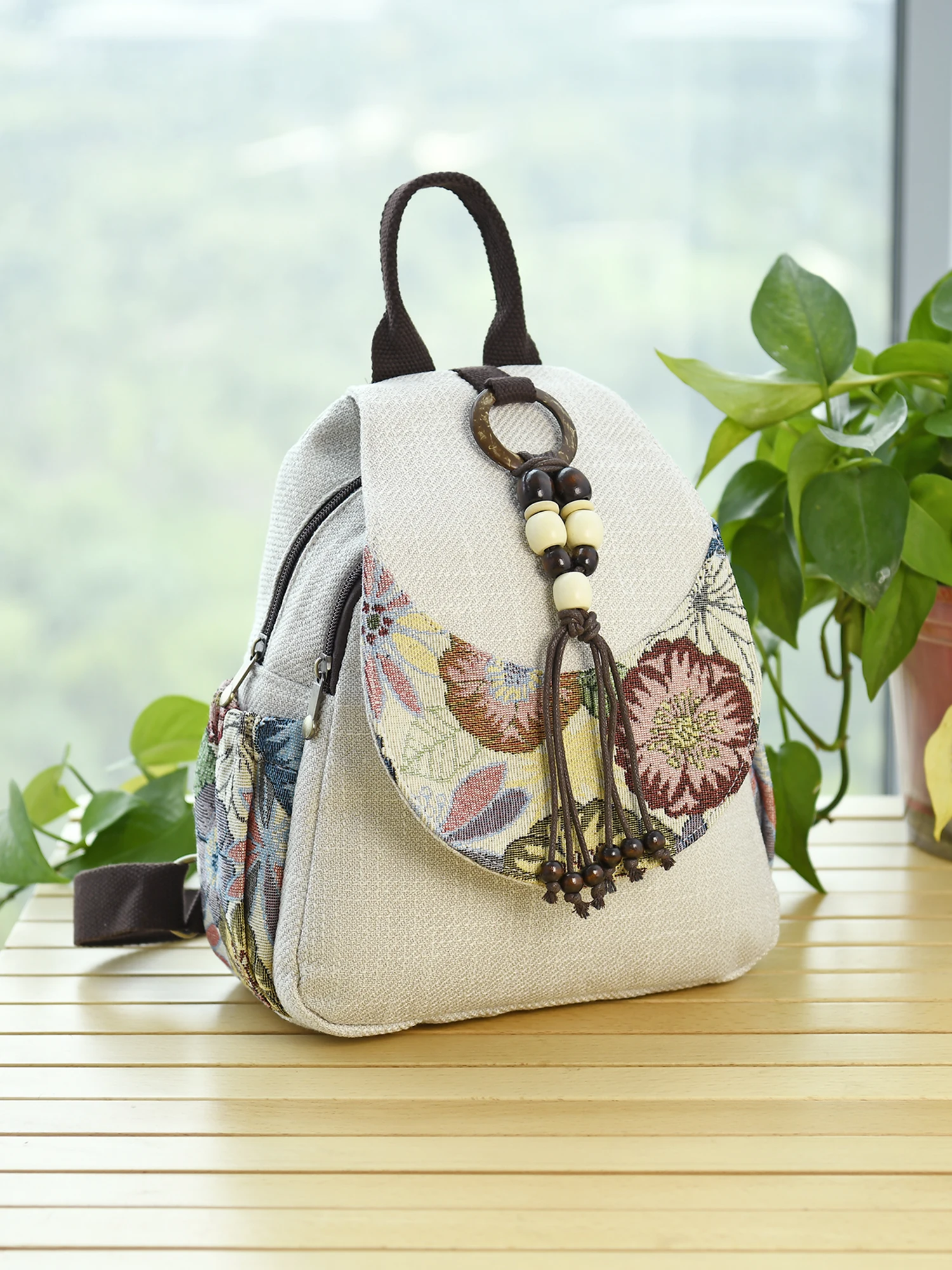Faionable Large Capaci Casual Travel Women's Bapa Double oulder Ethnic Sle Bapa Soft Canvas Strap Travel Bag