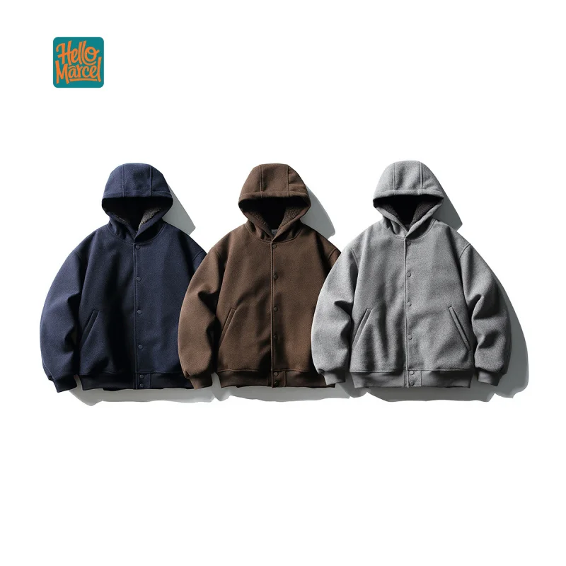 

HELLOMARCEL Европейский размер США, повседневная уличная одежда высшего качества, зимняя мужская рабочая одежда с капюшоном, теплая верхняя одежда, куртка