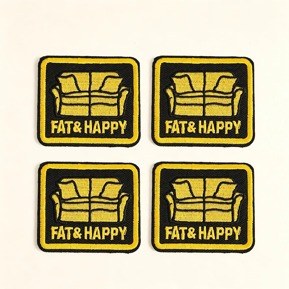 Funny Fat Happy Couch Sofa Embroidery Patch Humorous Quote Applique For Jacket Backpack Hat Jeans Clothing DIY Decor Gift