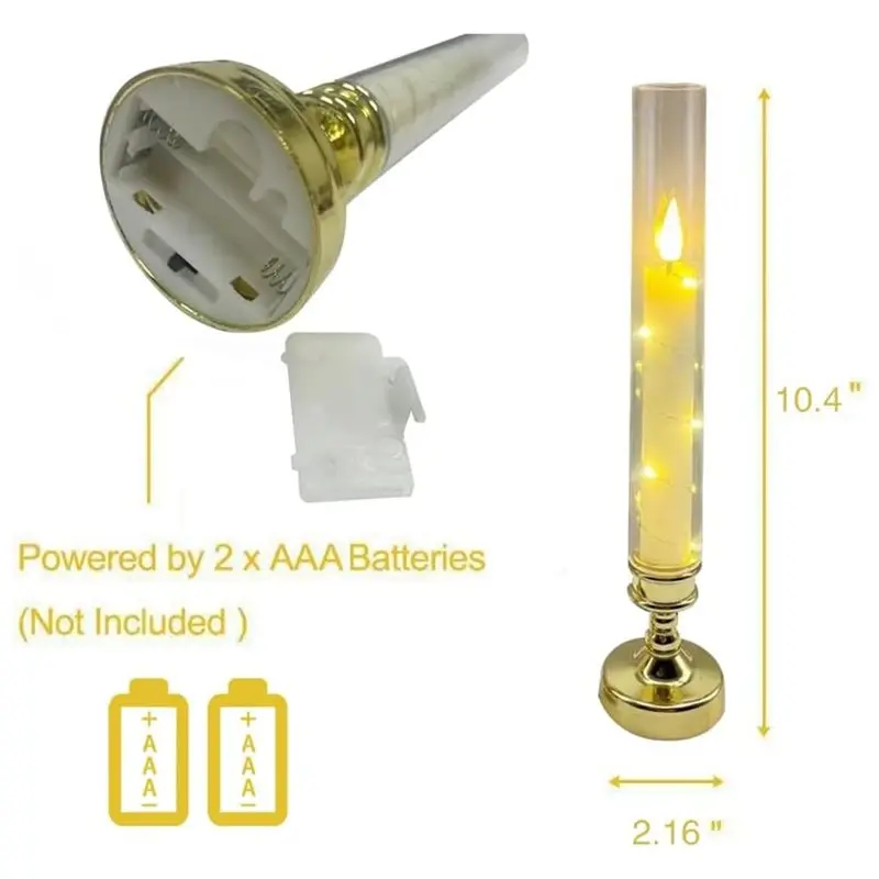A03F-Flameless LED Taper Candles For Home Decor, Remote Timer Function& Embedded Star String Lights