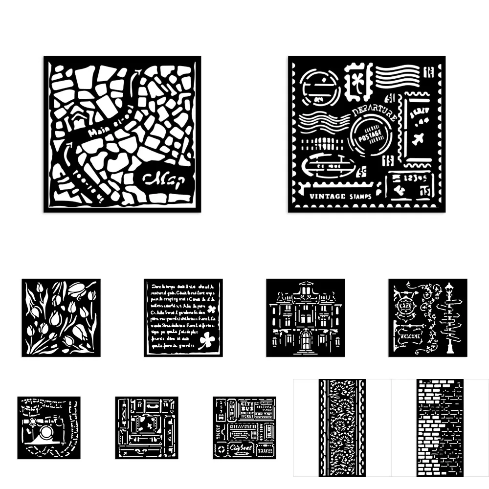 Stencils Pattern Graffiti Street Signs and Cameras Drawing Tool Spray Painting Template DIY Window Scrapbooking Decor