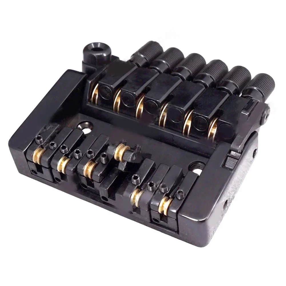 Black Color Headless Guitar Tremolo Bridge Tailpiece  6 String Roller Saddle  Easy Installation for Headless Guitar