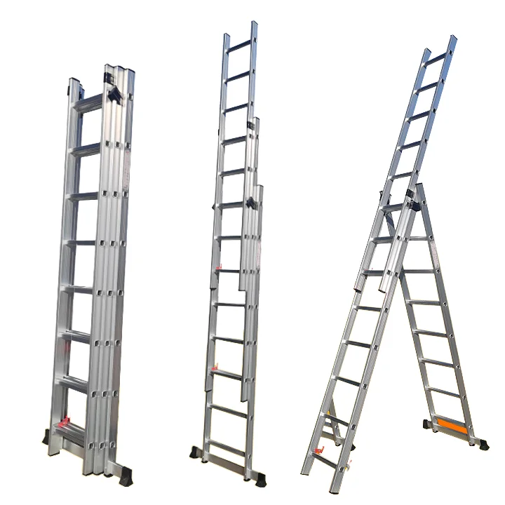 3-Section Aluminum Alloy Telescopic Ladder Straight and Step Folding Light Attic Domestic Ladders