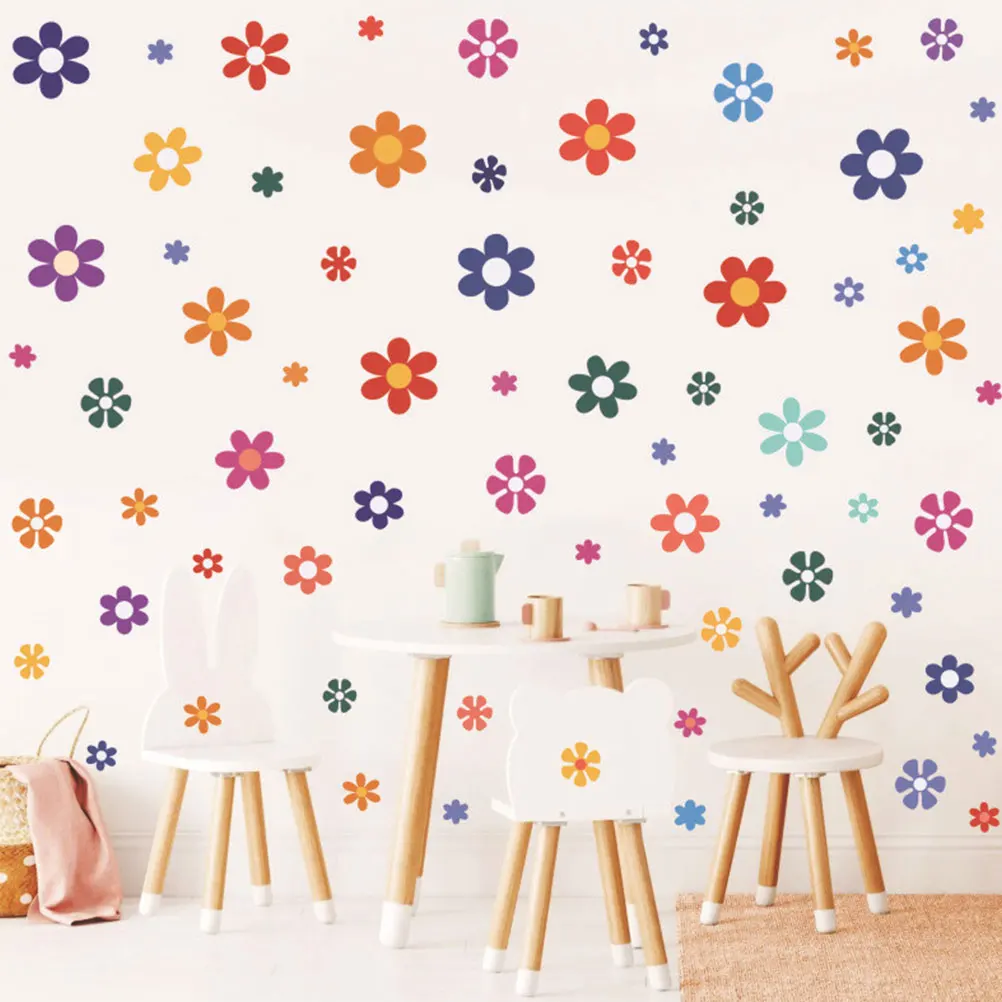 

Little Daisy Wall Sticker 4 Sheets Flower Decals Retro Decor Vintage PVC Girl Bedroom Nursery Wall 99cmx24cm