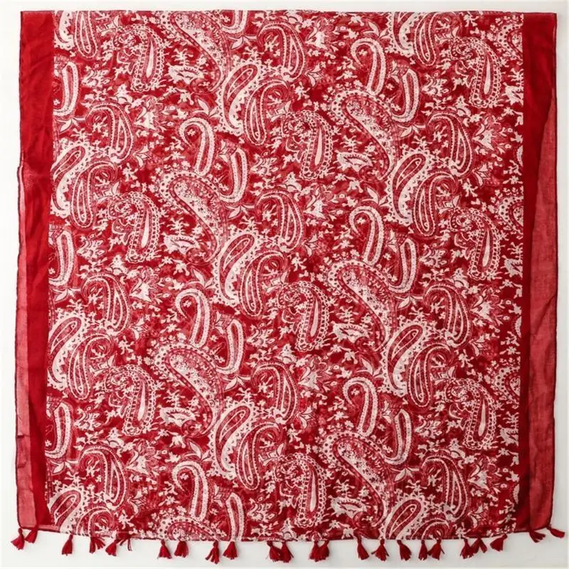

31BF Cashew Voile Yarn Tassels Shawl Neck Scarf for Women Bohemian Fashion Lover