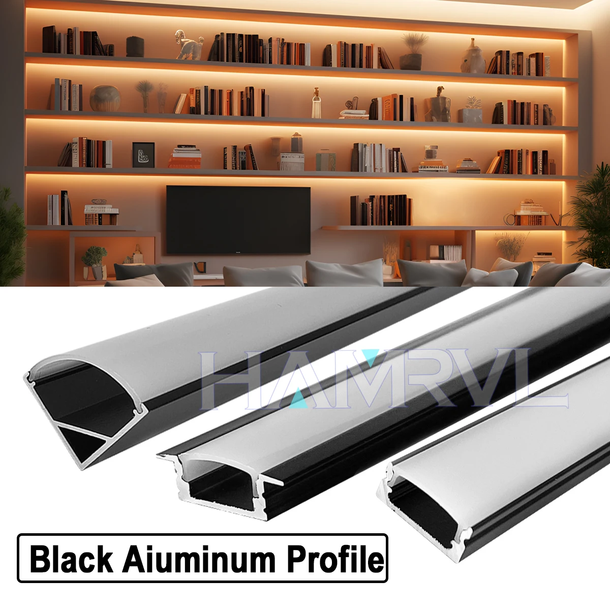 2M/1M LED Aluminum Profile Black Channel Holder PC Cover V/U/YW Bar Lamp  For Cabinet Closet Decor Linear Strip Light Customized