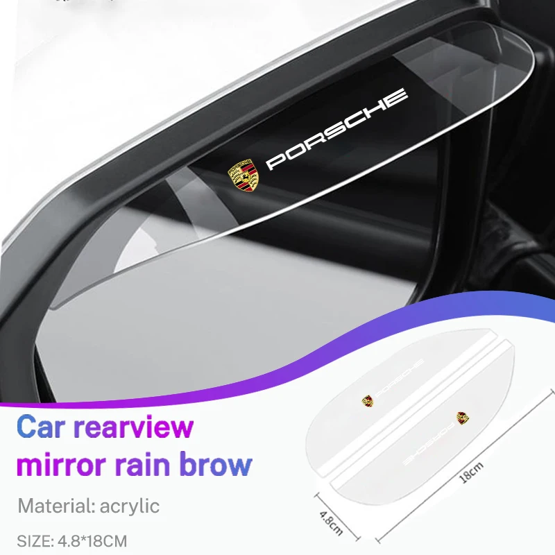 2 pçs acrílico transparente espelho retrovisor do carro chuva sobrancelha escudo capa para porsche cayenne panamera macan 911 718 taycan boxster