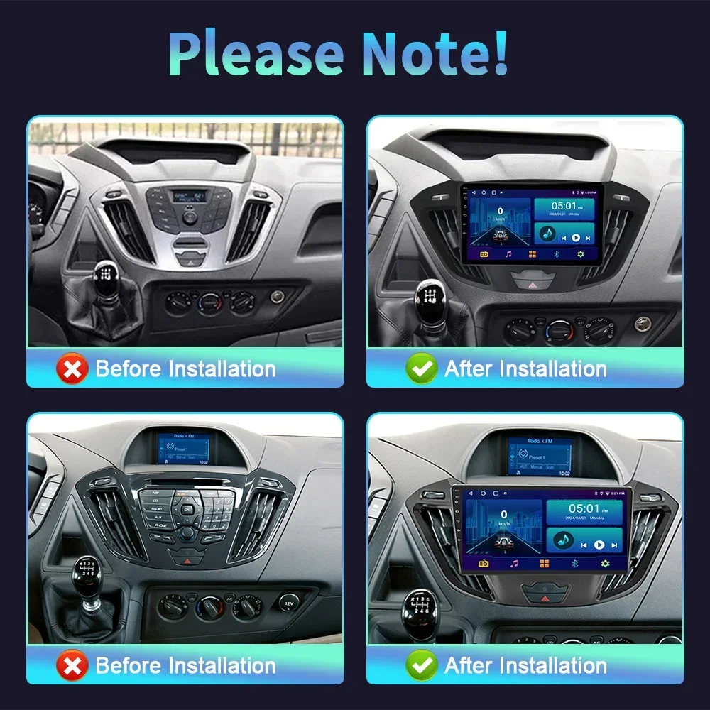 Android 14 For Ford Transit Tourneo Custom 2013-2021 Car Radio Multimedia Navigation GPS Bluetooth Wirelss Carplay Touch Screen