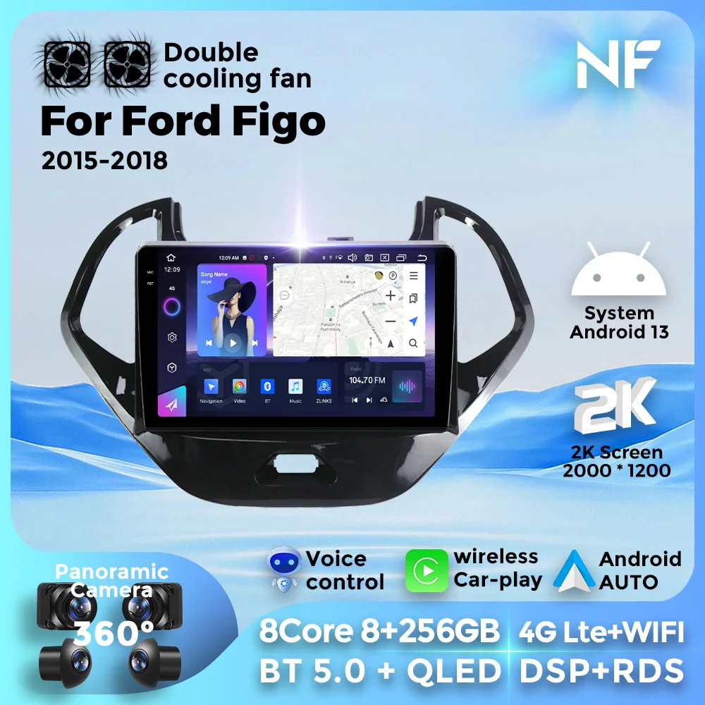 

Car Radio Multimedia Player For Ford FIGO KA 2015-2018 Navigation GPS Wireless Carplay Auto BT 4G WIFI 8 Core 8+256G DSP RDS