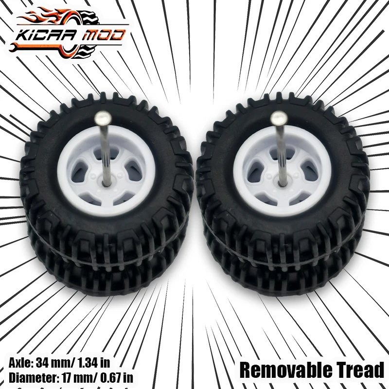 1/64 Model Car Wheels with Rubber All Terrain Tires Five Spoke 2 Refitting Parts for Off-road Vehicle HotWheels Large Size 1 Set