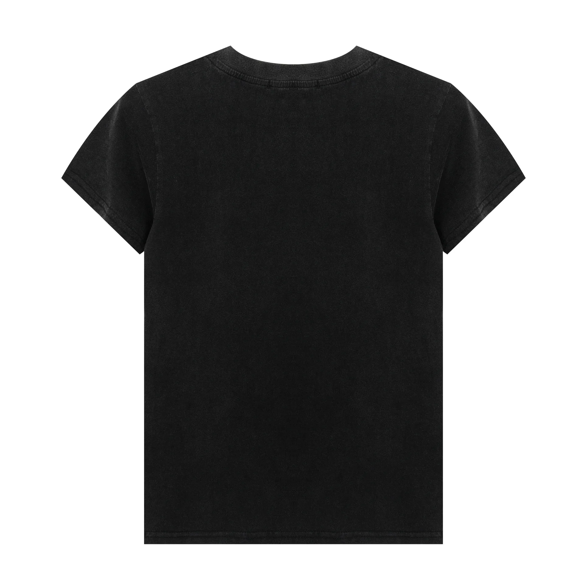 High Street Metal Printed Washed Short Sleeved T-shirt Women's Summer Front Shoulder Casual Versatile Tshirts Top