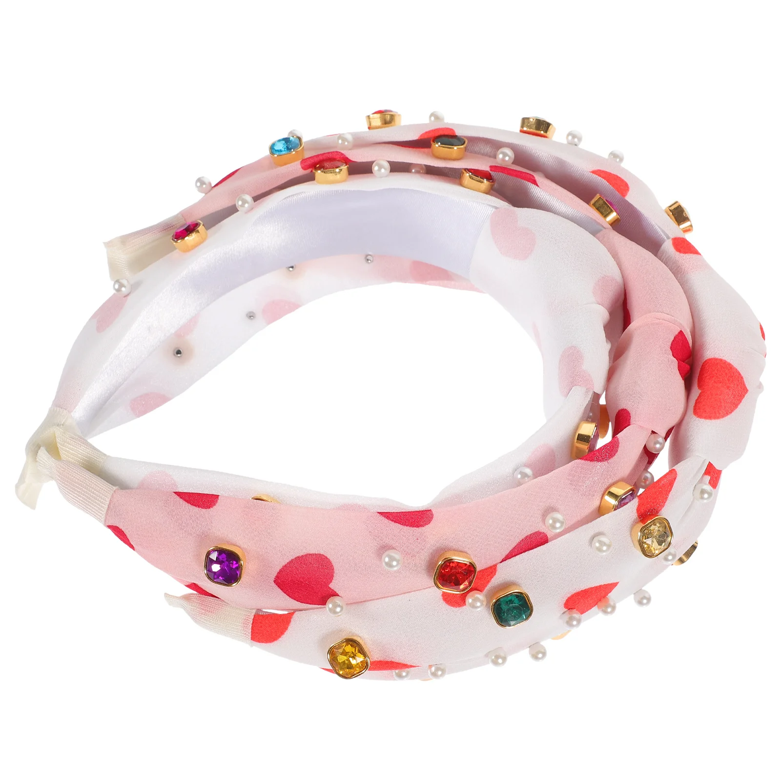 

3Pcs Love Heart Headbands Knotted Wide Headbands Lightweight Hair Bands for Valentine Party Women Headdress