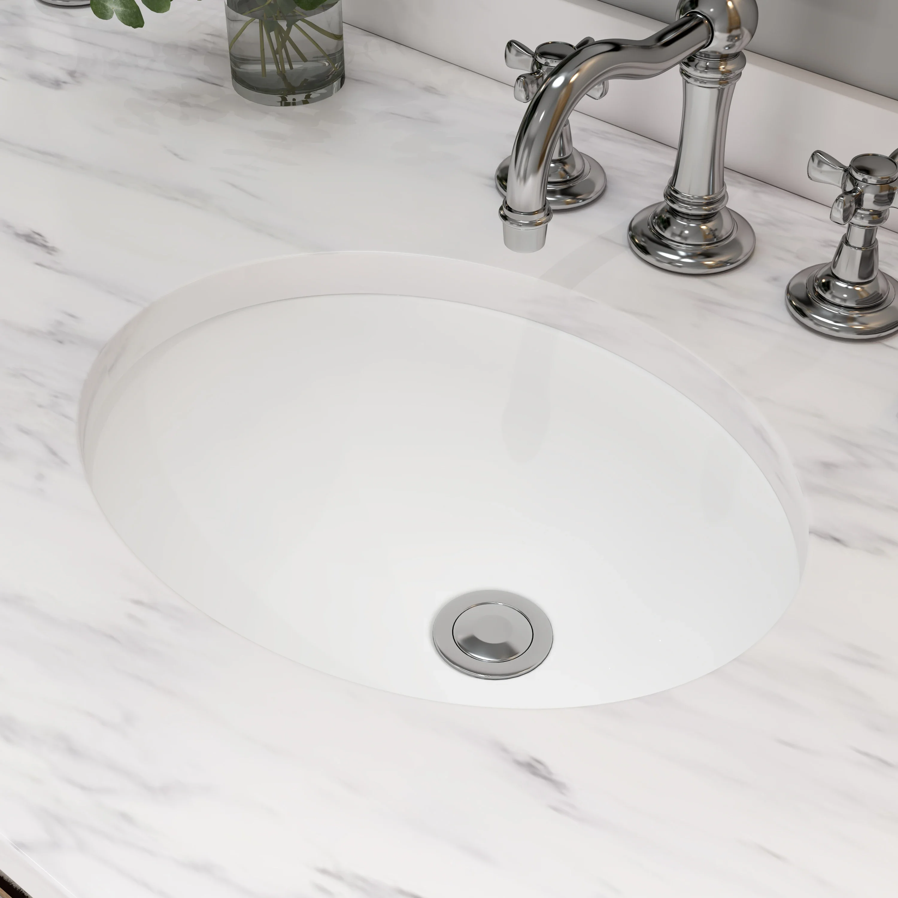 MEJE Undermount Oval Bathroom Sink, Ceramic White Vanity Top Sink With Overflow