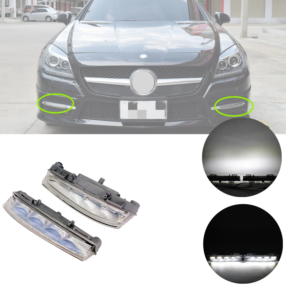 LED DRL Daytime Running Light Fog Lamp Lights 2049068900 For Mercedes Benz R172 SLK200 SLK250 SLK350 2012 2013 2014 2015 