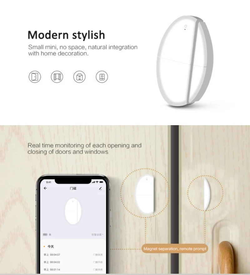 Tuya ZigBee Smart Door Sensor Door Window Open Closed Detector Independent Magnetic Sensor Security Protection via Smart Life