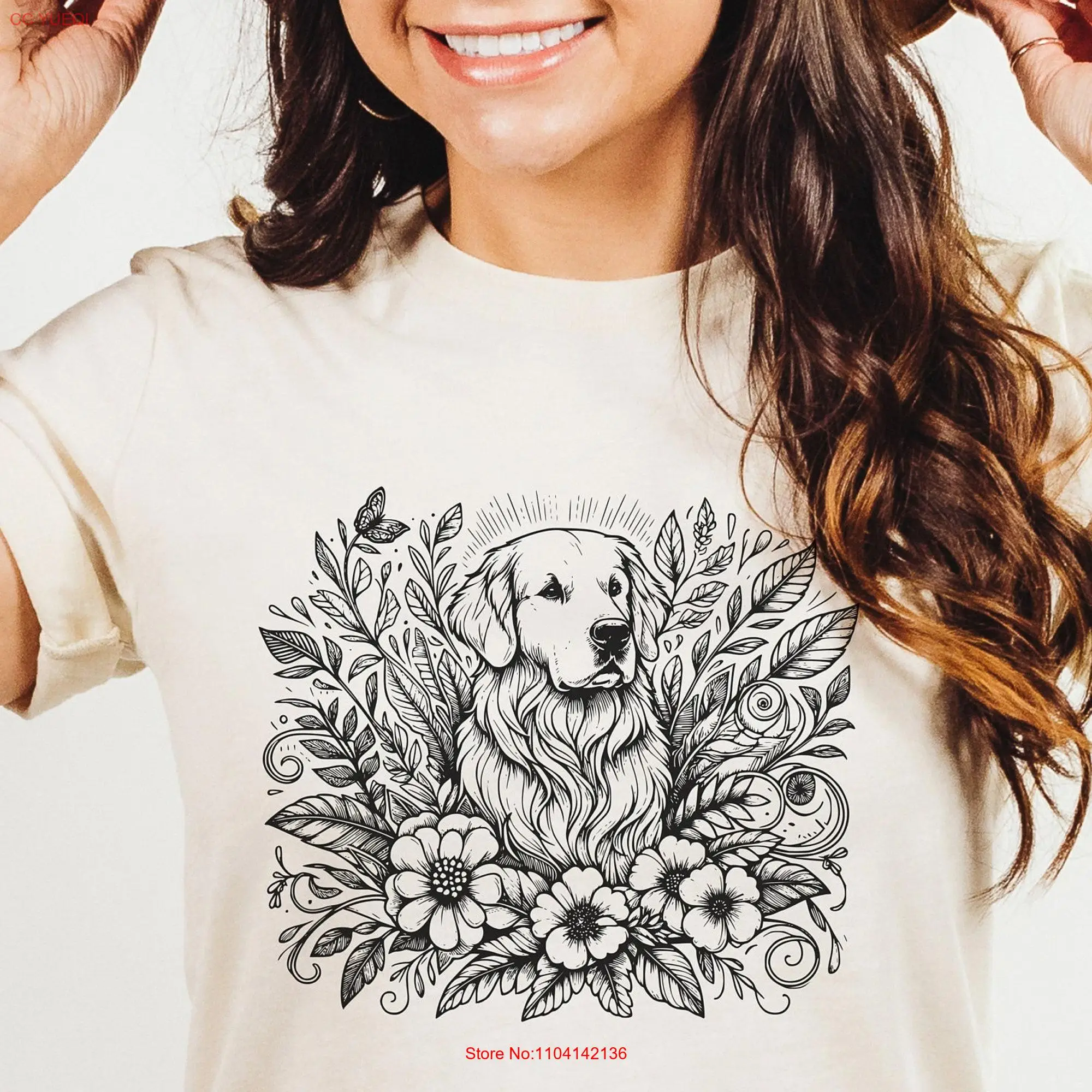 Boho Golden Retriever T Shirt Bohemian Mama Mom long or short sleeves