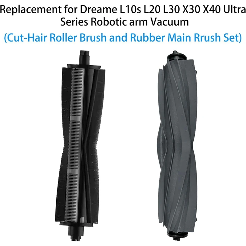 Cut-Hair Roller Brush And Rubber Main Brush For Dreame L10s L20 L30 X30 X40 Ultra Pro Series Anti-Tangle Brushroll