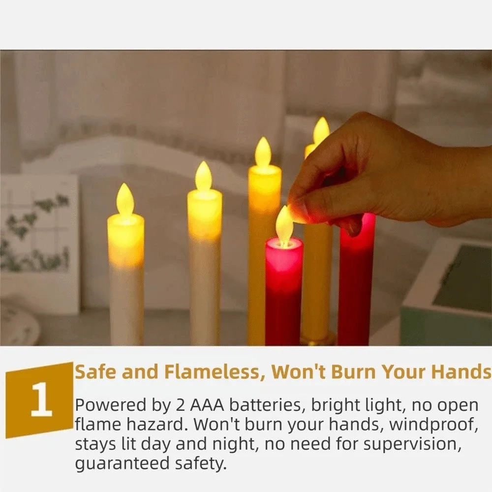 2Pcs Creative Electronic Candle Light Cordless Flameless Warm Glowing Candles Waterproof Battery Operated Simulated Candle Light
