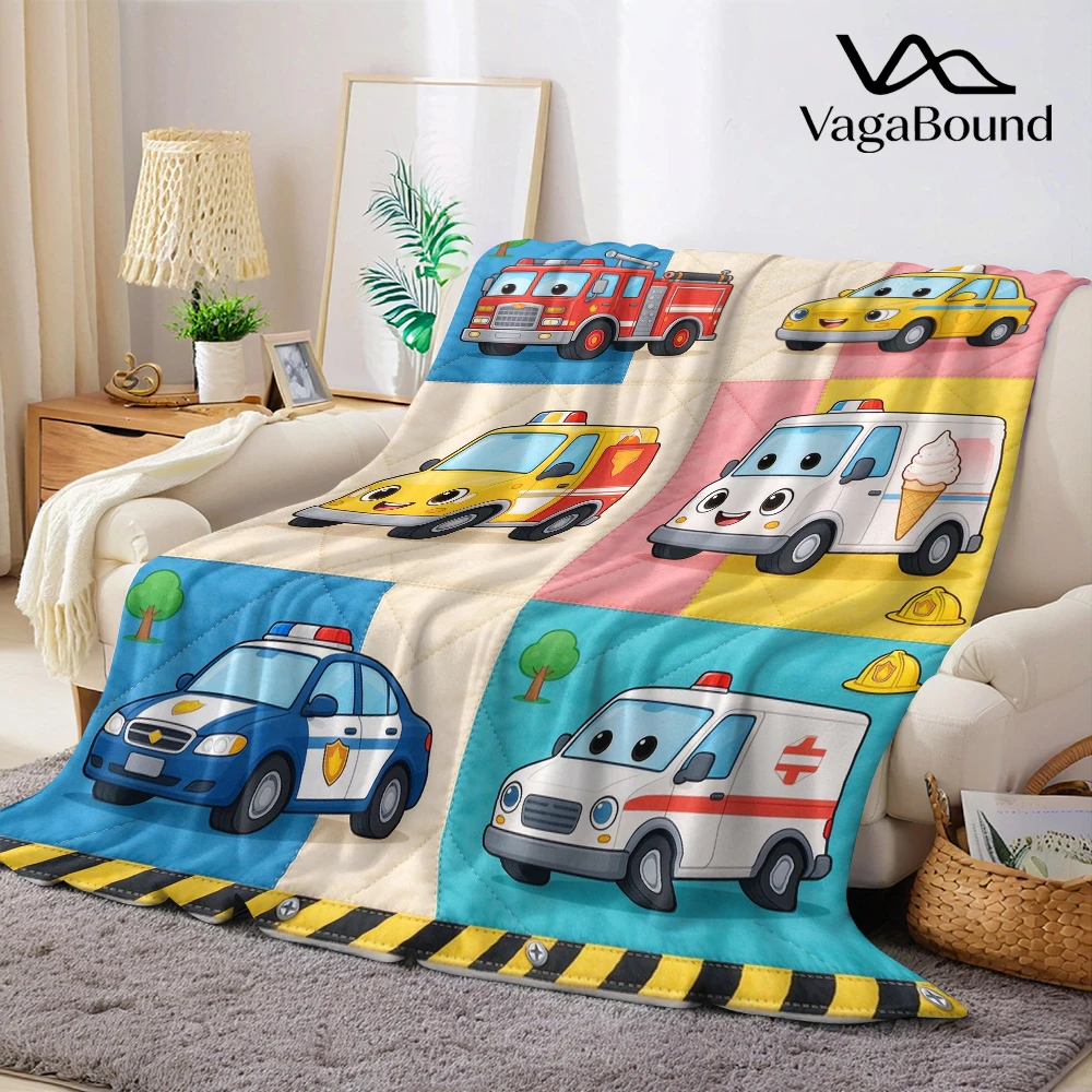 Fire Taxi Ice Ambulance Flannel Blanket Perfect for Sofa Office Bed Travel Sleep Read Relax Camping Four Season Use