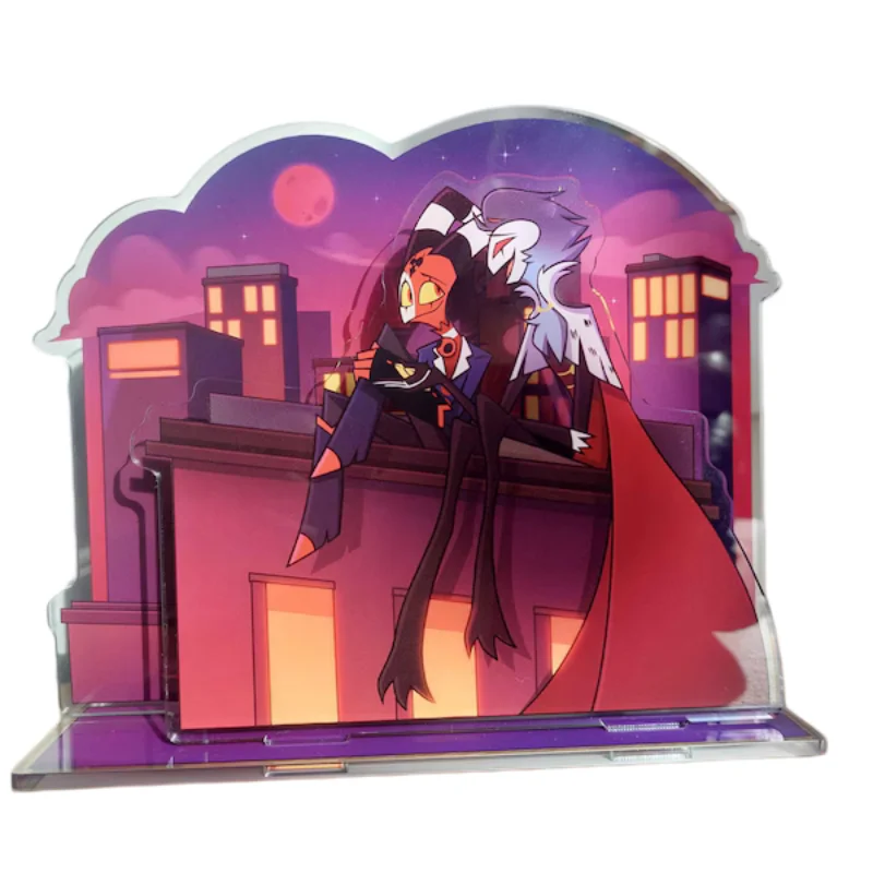 

Helluva Boss Blitzo Stolas Roof Scene Double-Layer Acrylic Stand Helluva Boss City Night View Display Stand for Fans Collectors