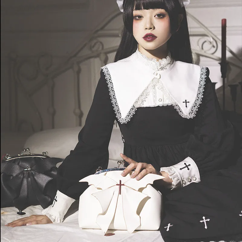 

Halloween Creativity Lolita Gothic Style Girls Bag Black Devil Wings Mystery Sweetness Love Dark Fashionable Pu Shoulder Bag