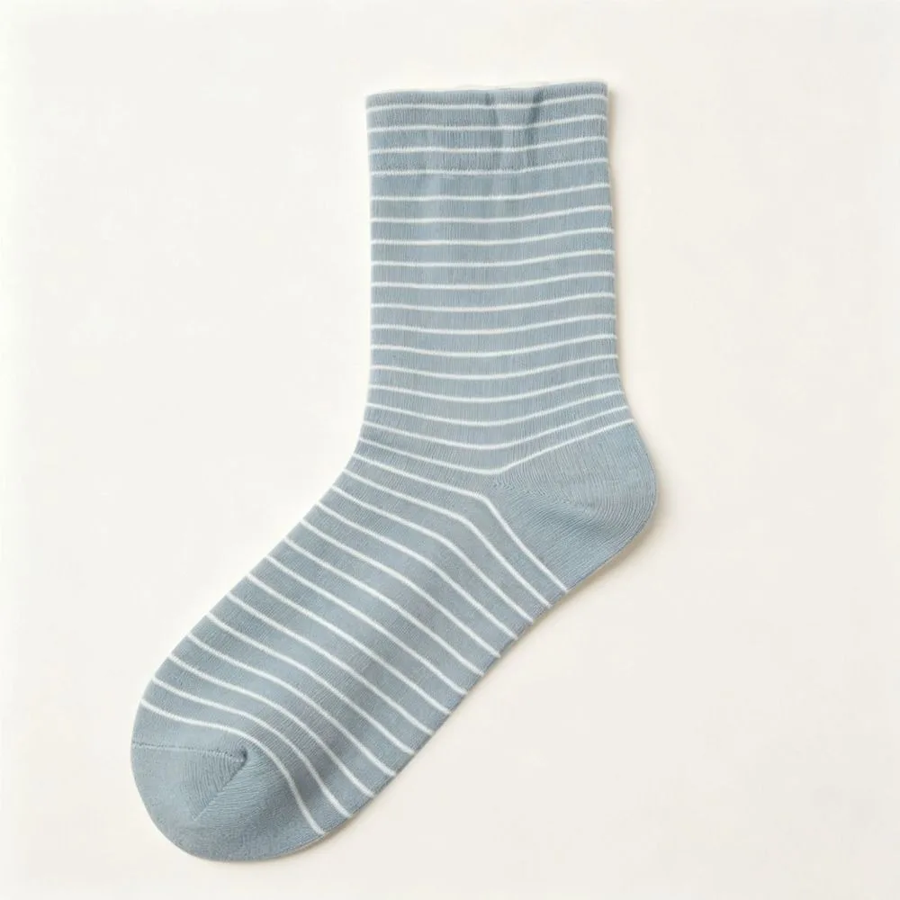 Comfortable Striped Pattern Home Sleep Socks Breathable Antibacterial Cotton Crew Socks Mid Calf Socks Night Sleep