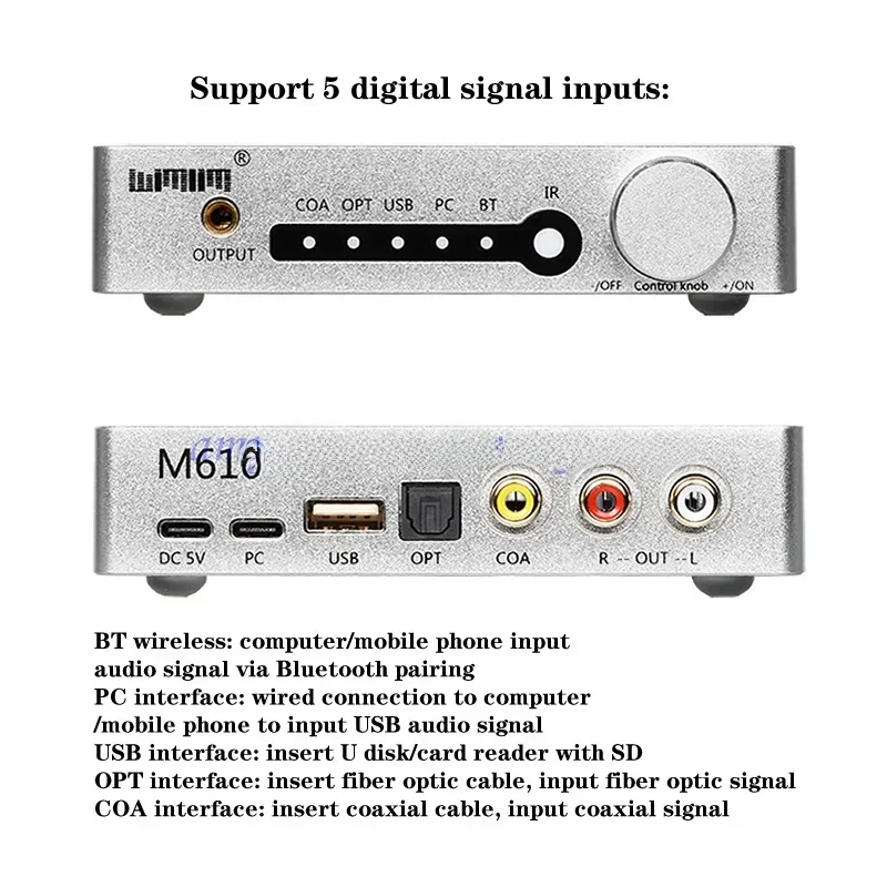 

Bluetooth USB coaxial fiber U disk decoder DAC FOR PCM1794 HIFI audio headset computer mobile phone decoding