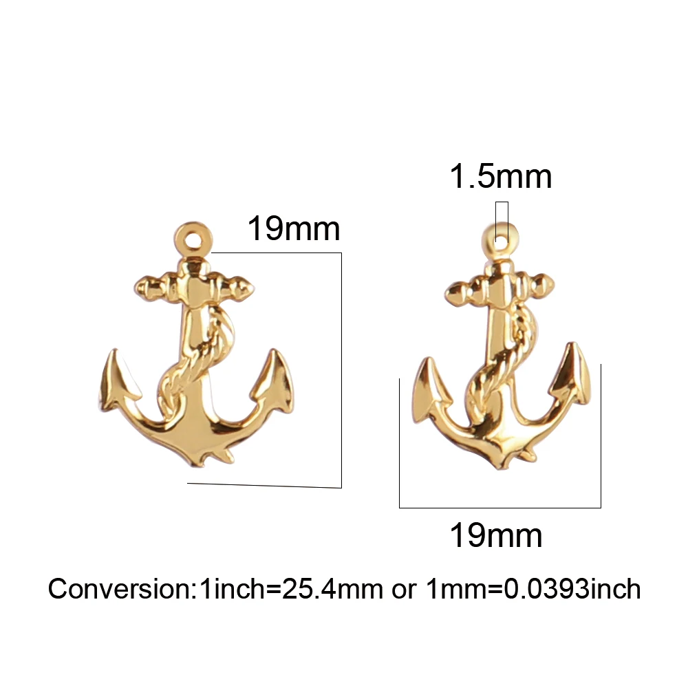 5pcs Stainless Steel rudder Charms anchor Pendant Necklace Findings earring Accessories Hollow for DIY Jewelry Making