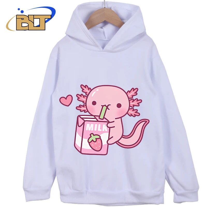 Axolotl Printed Children's Clothing Classic Sportswear Suitable for Boys and Girls White Children's New Hoodie