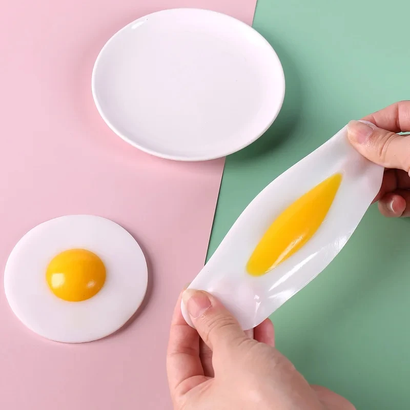 Simulation Egg Fun Elastic Soft Fake Fried Eggs Artificial Poached Egg Model Restaurant Display Props Kids Playhouse Kitchen Toy